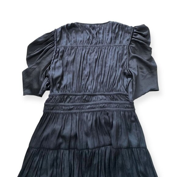Ulla Johnson Azaria Dress Midnight Plissé Satin Mini Size 12 NWT $575 - Picture 10 of 15